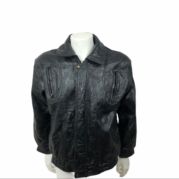 MAXAM Genuine Black Leather Jacket Mozaic  Sez M - Picture 1 of 9